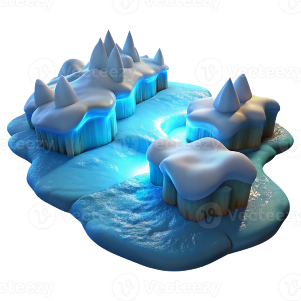 extraordinary minimalist Icy Peaks 3D Render professional png