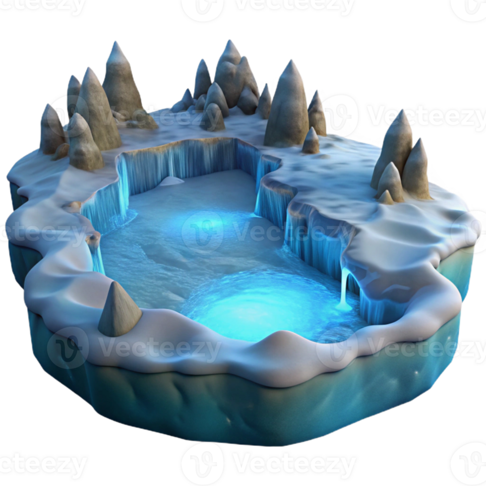 serene vintage Frozen Pond 3D Illustration original png
