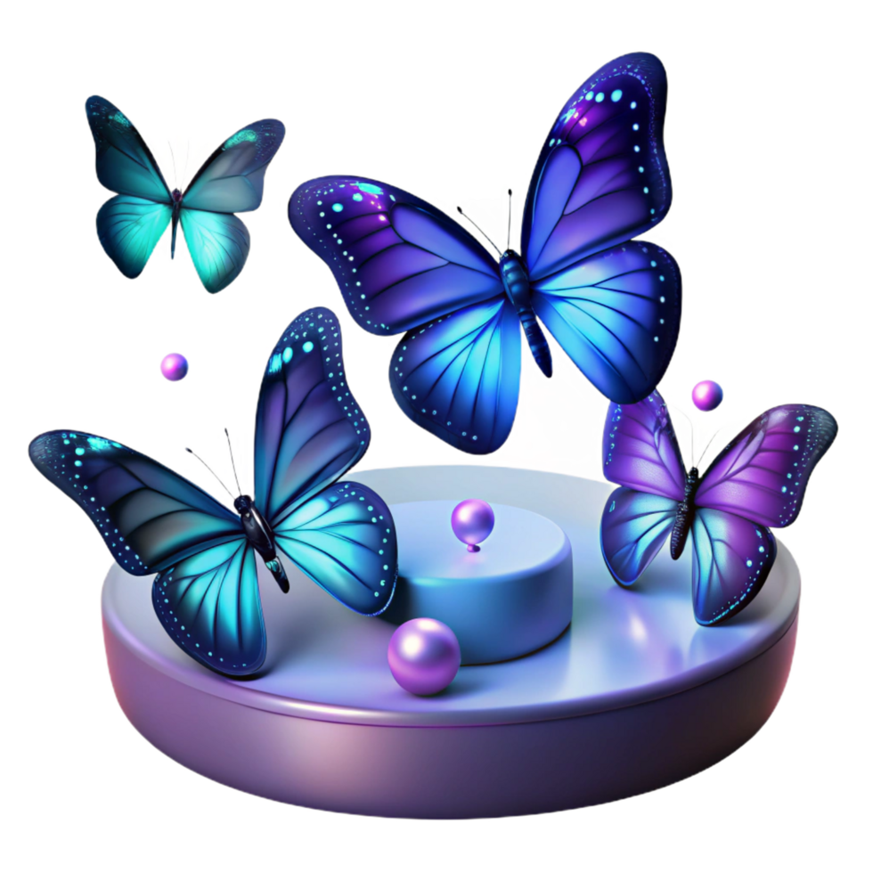 beautiful contemporary Vibrant Blue and Purple Butterflies on Platform 4K png