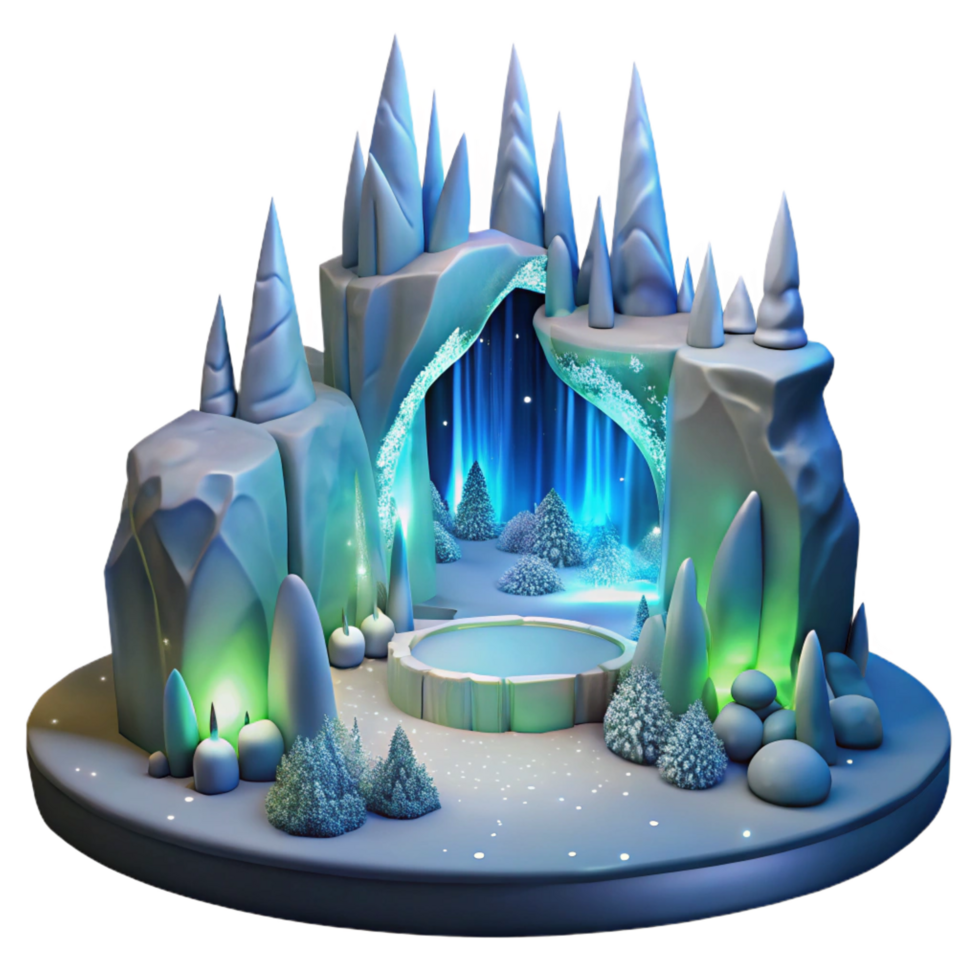 vibrant traditional Enchanted Winter Cave 3D Render of Fantasy Ice Kingdom genuine png