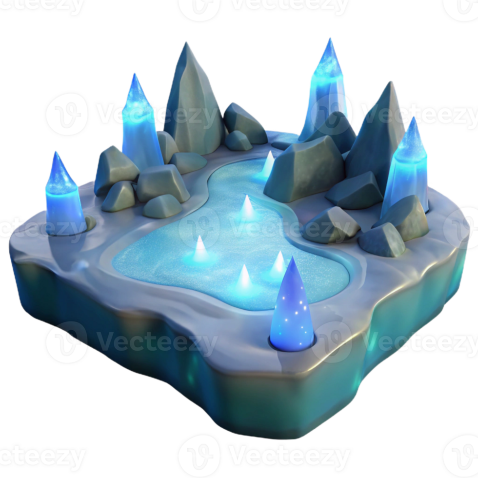 elegant artistic Icy Crystal Cave 3D Render authentic png