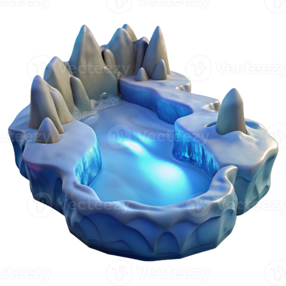 extraordinary modern Icy Glacial Pond 3D Render authentic png