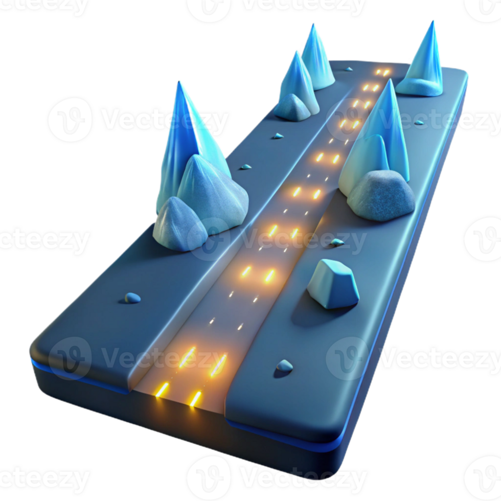 impressive contemporary 3D Stylized Road Landscape Illustration original png