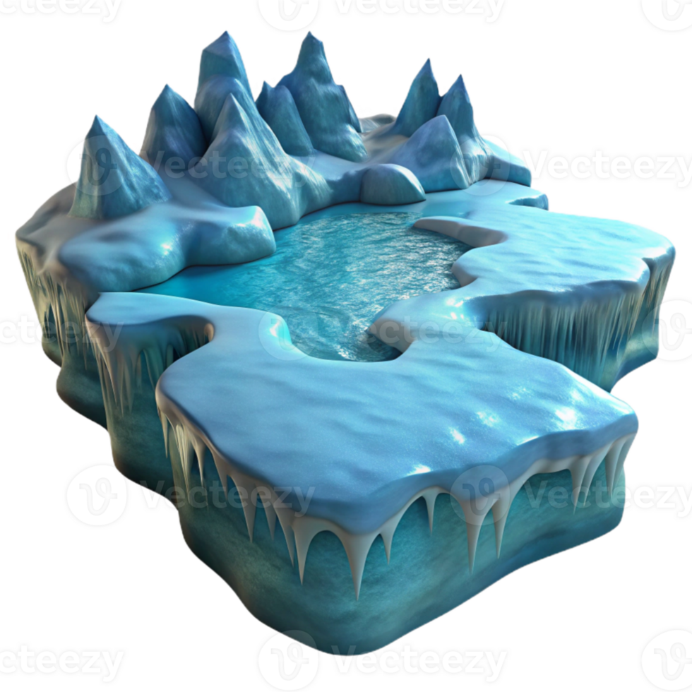 impressive traditional Icy Peaks 3D Render Glacial Lake Background professional png