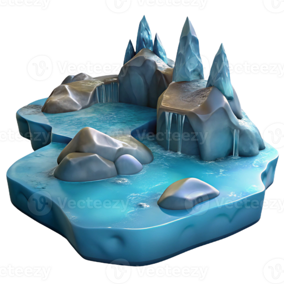 beautiful modern Icy Waterfall 3D Game Asset original png