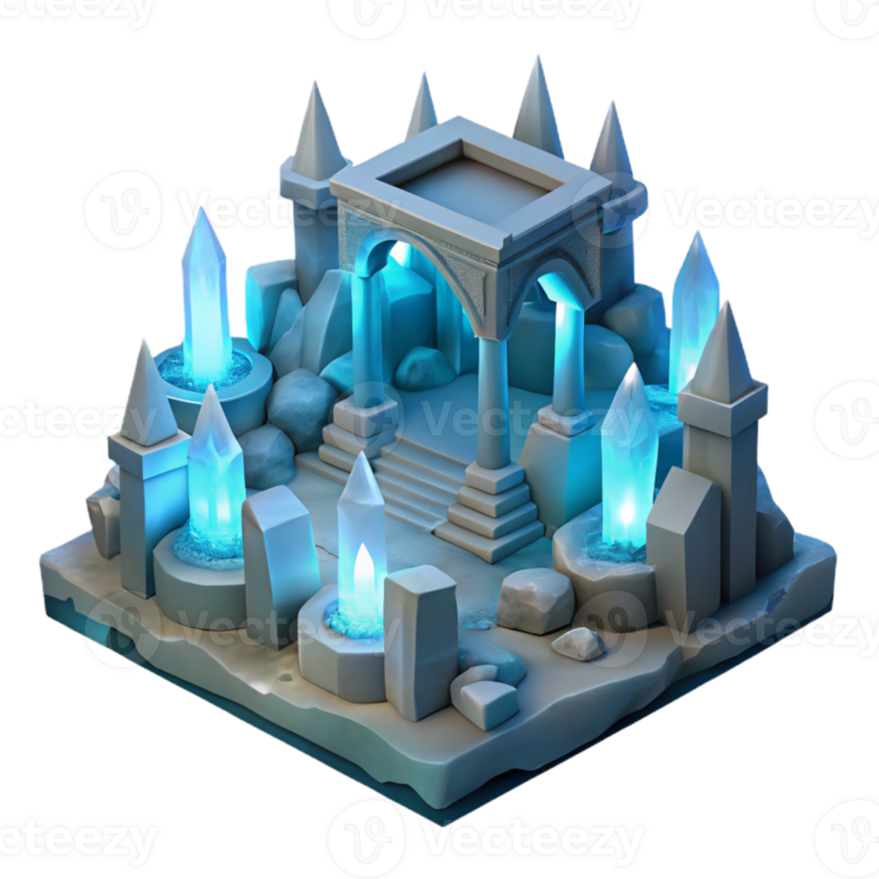 serene rustic Crystalline Shrine 3D Render premium png