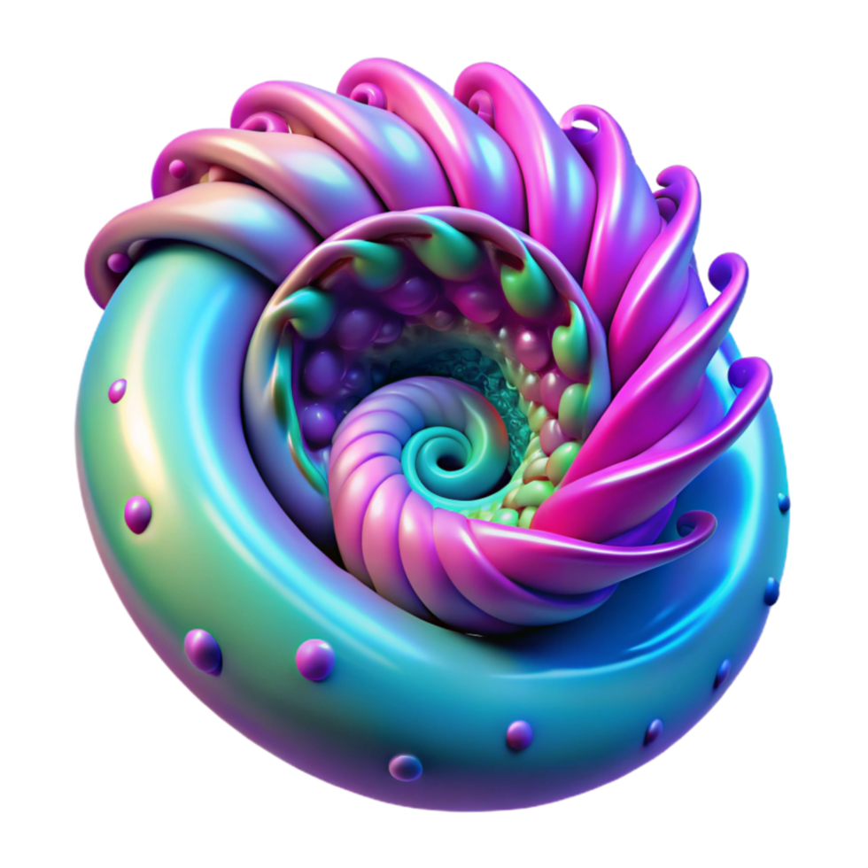 magnificent modern Abstract 3D Spiral Iridescent, Organic, Swirling Form genuine png