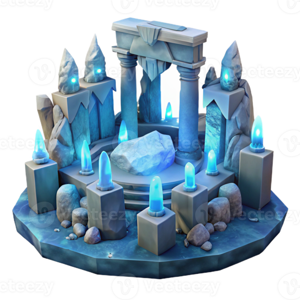 impressive modern Icy Shrine 3D Render authentic png