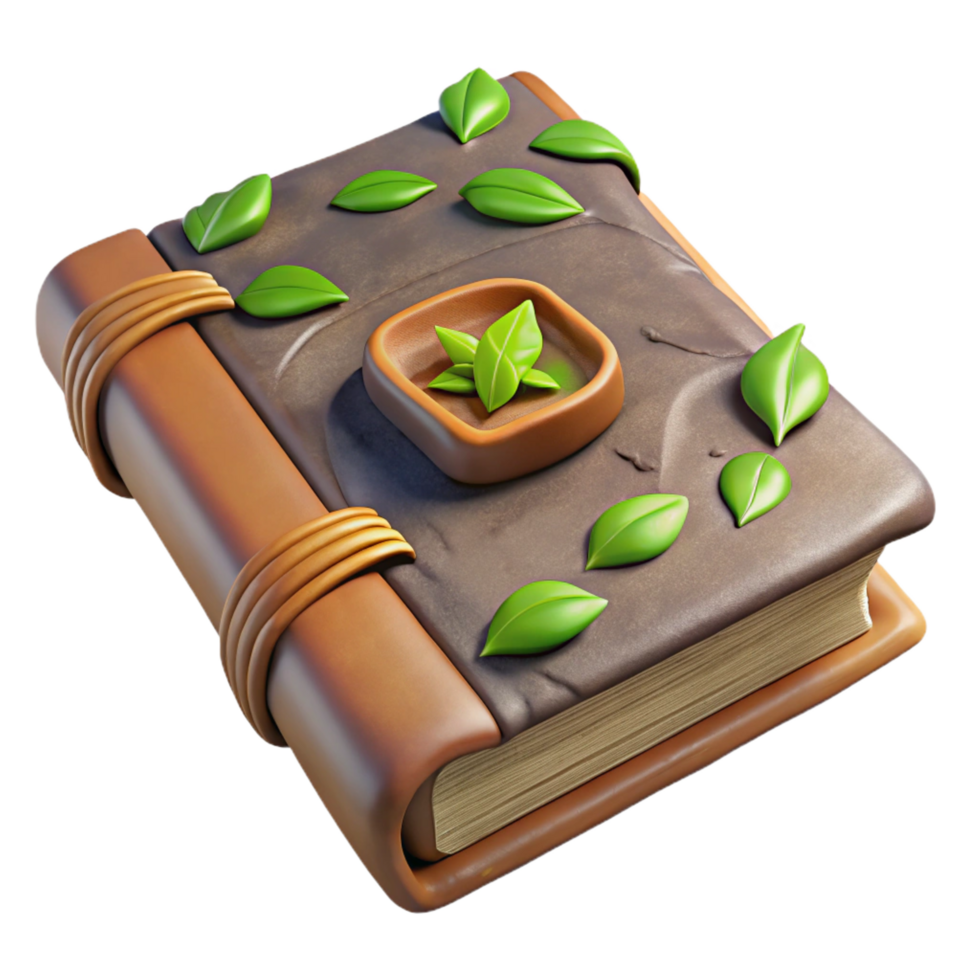 elegant artistic Ancient Herbal Book Leaves, Lore, and Remedies genuine png