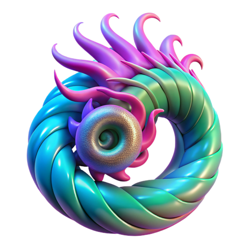 extraordinary creative Abstract 3D Twisted Ring with Iridescent Texture exclusive png