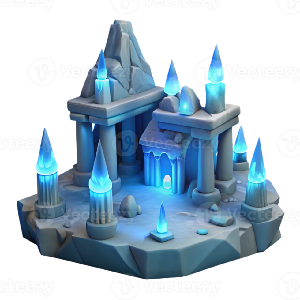 serene artistic Icy Temple 3D Render original png