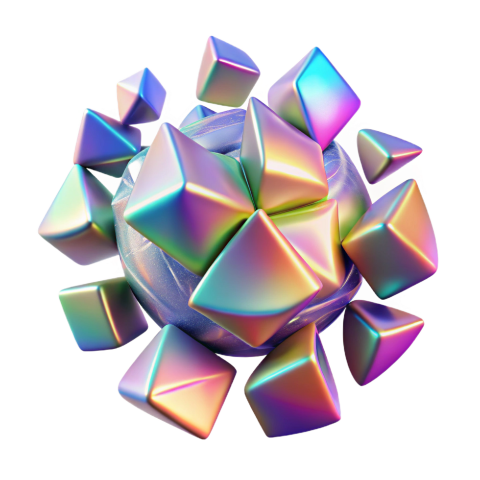 extraordinary traditional Iridescent Geometric Sphere Abstract 3D Render high resolution png
