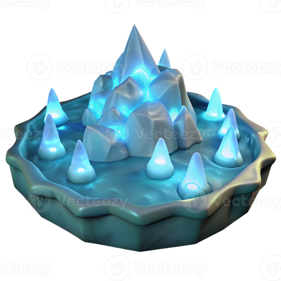 stunning rustic Glowing Ice Cave 3D Render high quality png