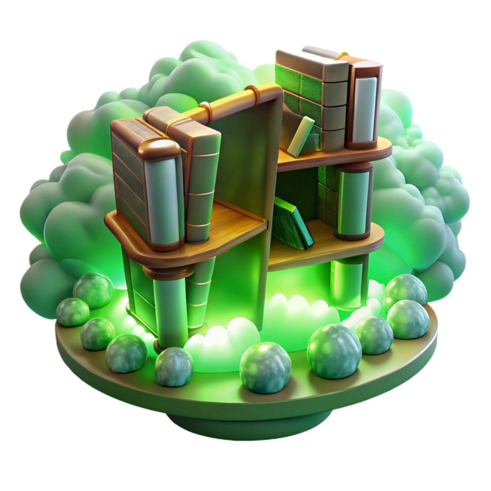 extraordinary creative Enchanted Bookcase A 3D Fantasy Library 4K png