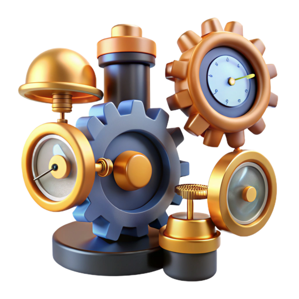 beautiful vintage Steampunk Clockwork Mechanism Gears, Gauges, and Time high resolution png