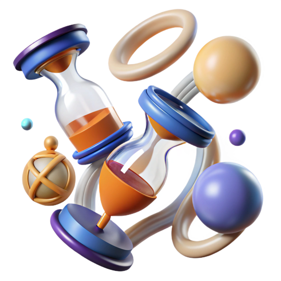 magnificent modern Abstract Hourglass Geometric Shapes 3D Render 4K png