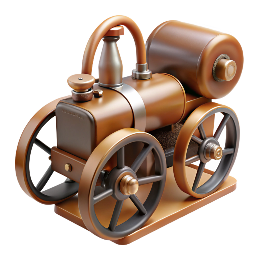 stunning abstract Vintage Steam Engine Model Retro Industrial Design 4K png