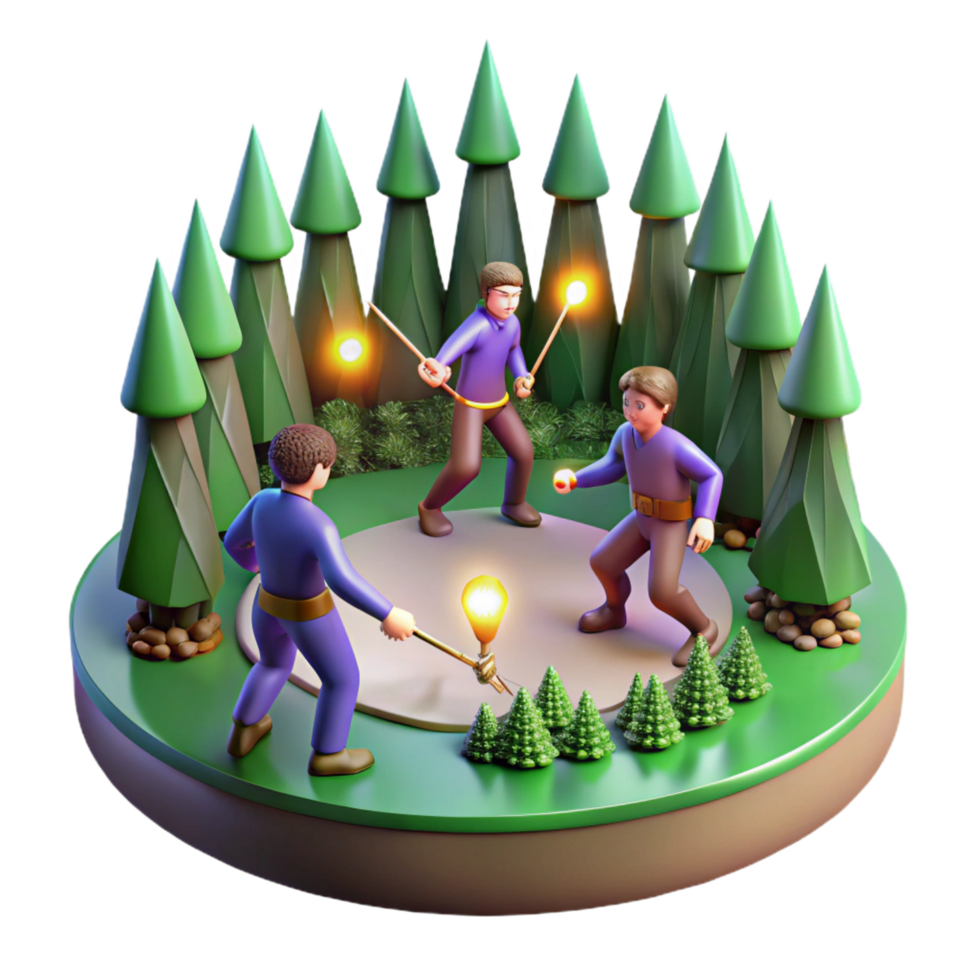 beautiful classic 3D Render Fantasy Forest Gathering, Magical Light Show genuine png
