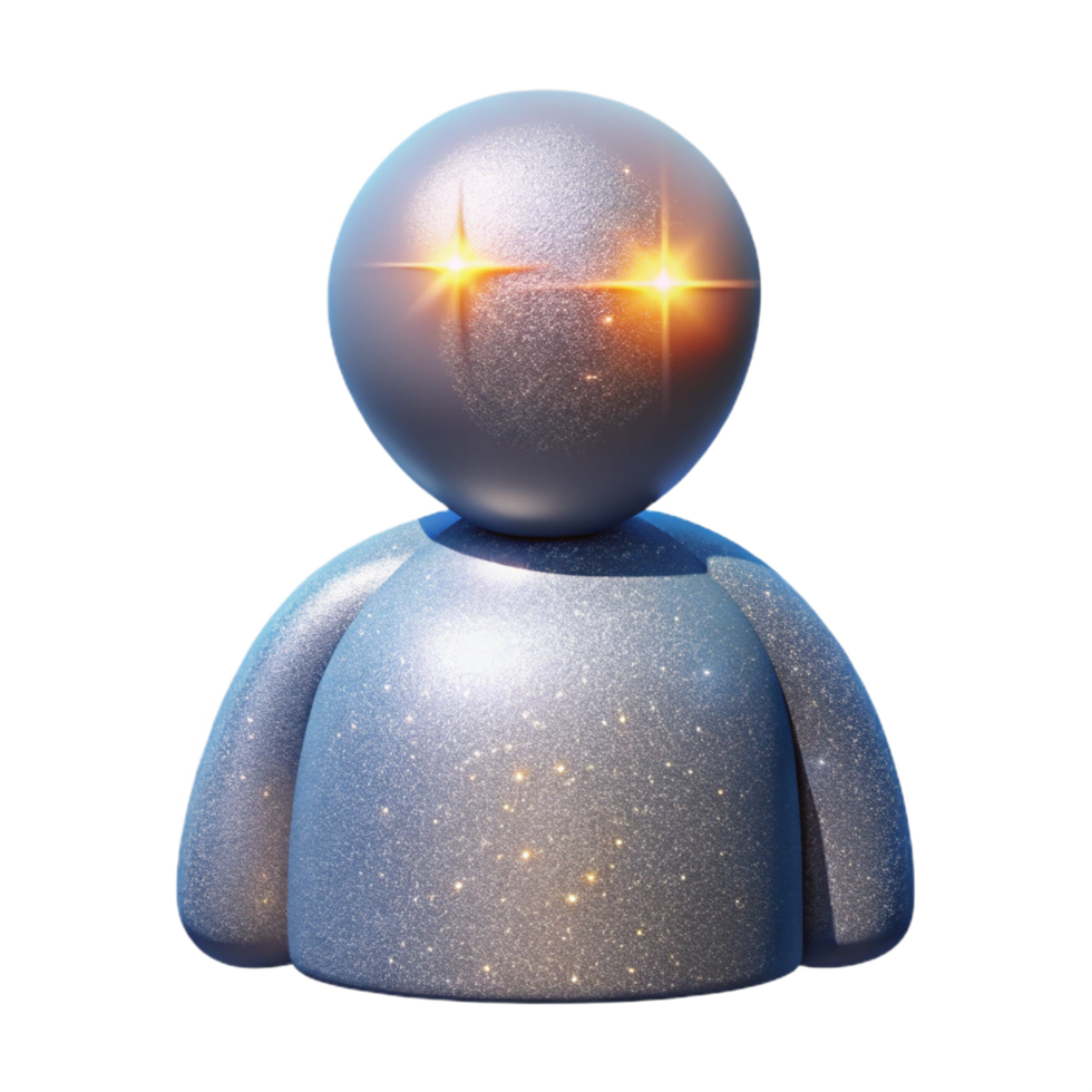 impressive abstract Glittering AI Avatar 3D Render of a Sparkling Digital Persona high quality png