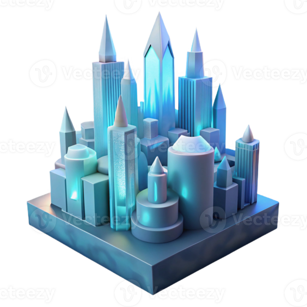 wonderful rustic Icy Metropolis 3D Render authentic png