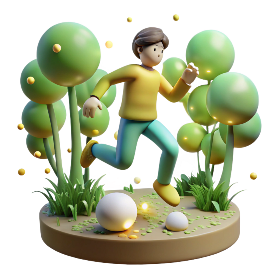 beautiful modern 3D Render Joyful Run Through Glowing Flora exclusive png