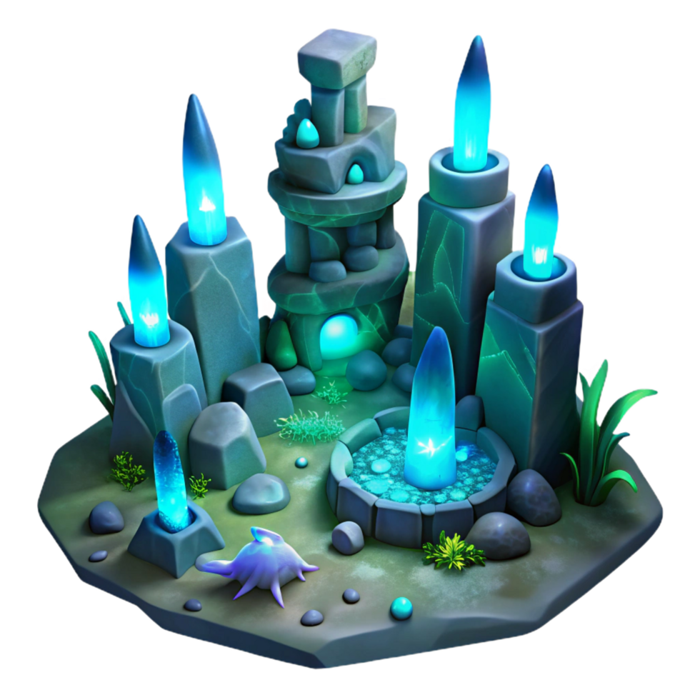 magnificent rustic Enchanted Crystal Grotto Fantasy Game Environment detailed png