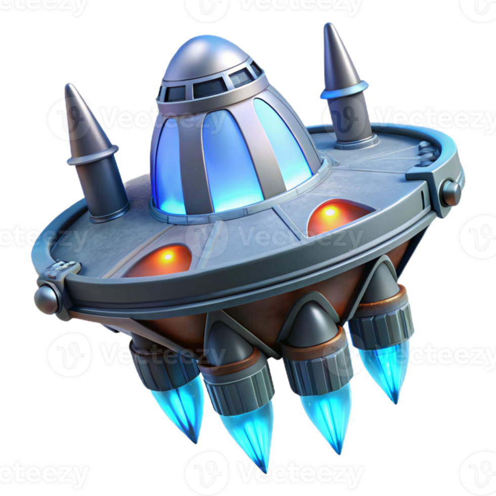 dramatic rustic Futuristic Spaceship 3D Render authentic png