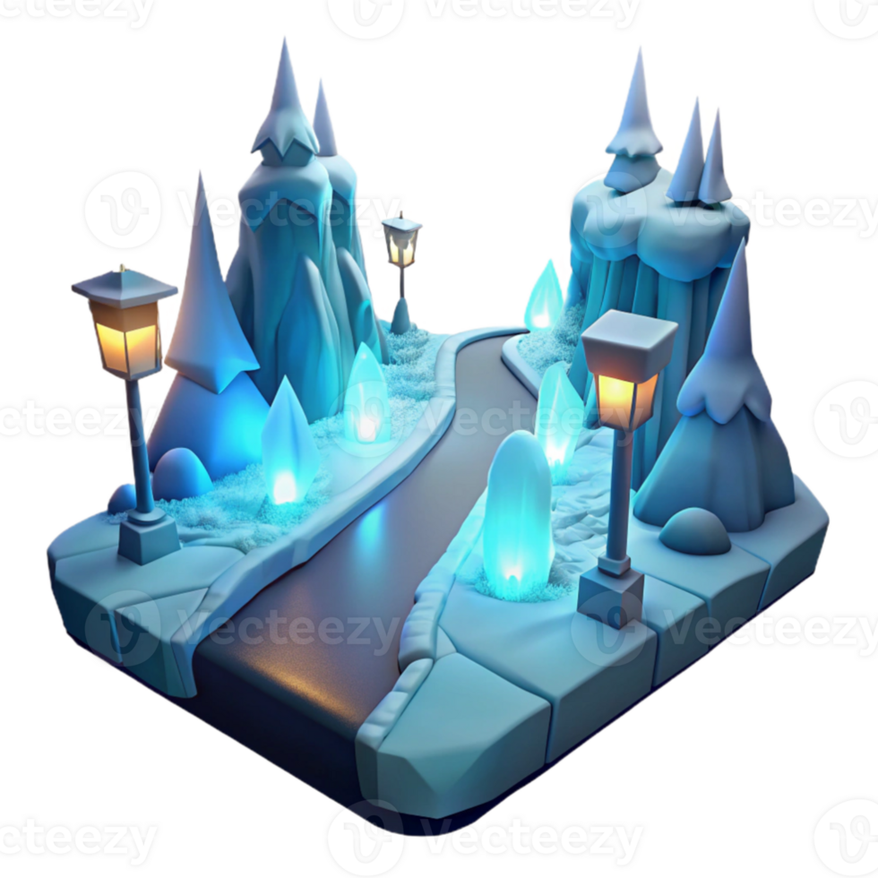 beautiful creative Winter Wonderland 3D Render 4K png