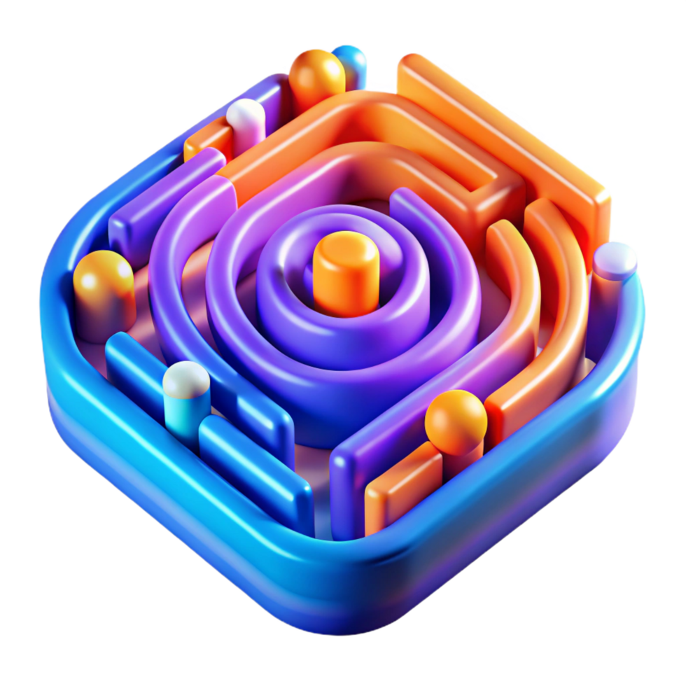 magnificent rustic Abstract 3D Maze Colorful Geometric Puzzle Design high resolution png