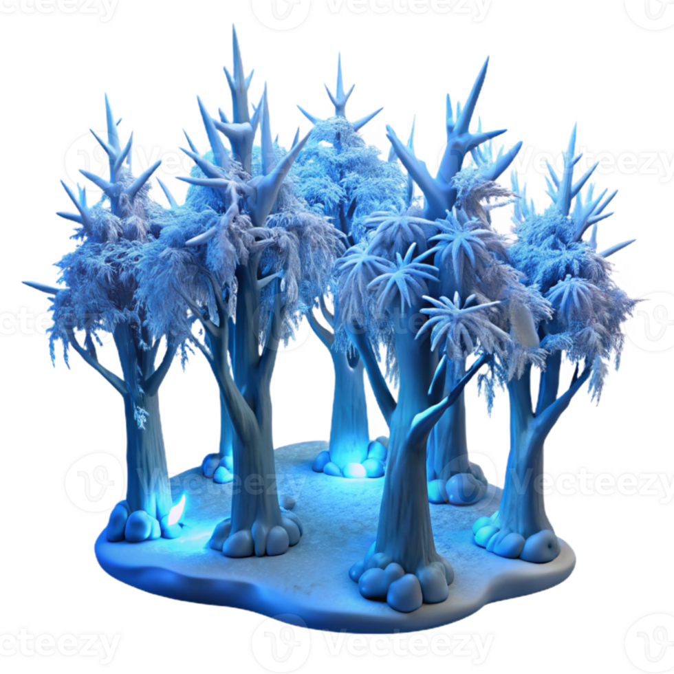 magnificent classic Enchanted Winter Forest 3D Render professional png