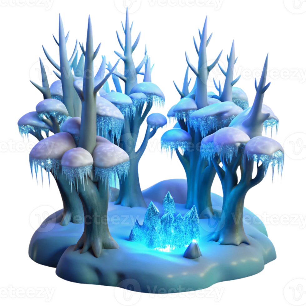 vibrant creative Enchanted Winter Forest 3D Illustration professional png