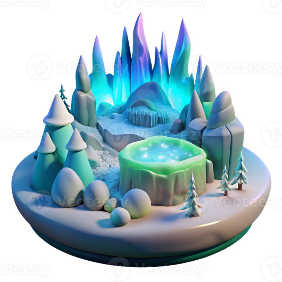 serene minimalist Enchanted Winter 3D Scene 4K png