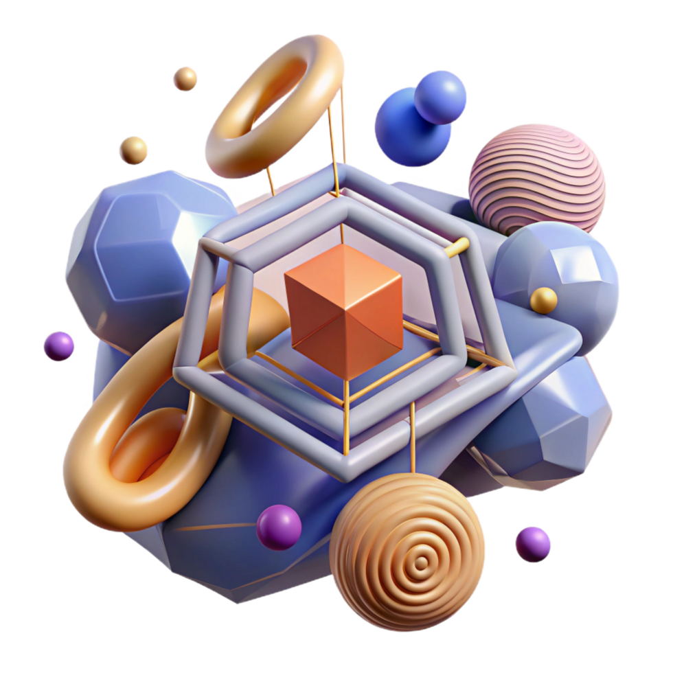 extraordinary classic Abstract 3D Render Geometric Shapes and Forms high quality png