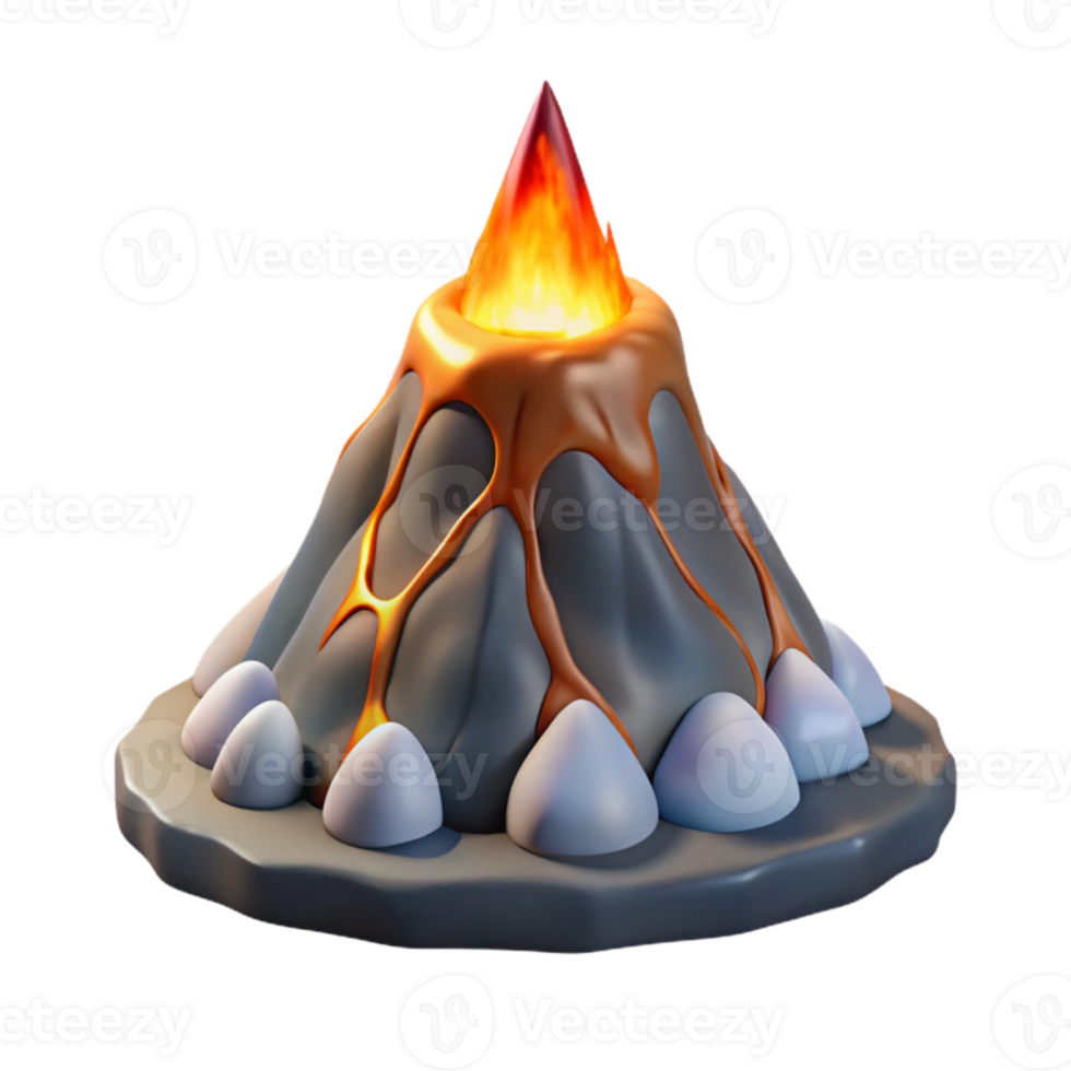 beautiful creative Cartoon Volcano 3D Model genuine png