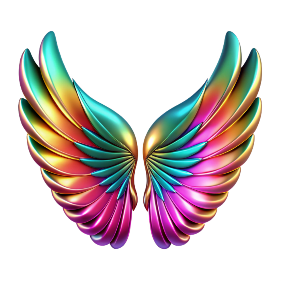 stunning minimalist Rainbow Wings Colorful, 3D, Abstract Art detailed png