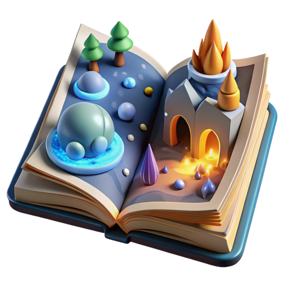 beautiful minimalist 3D Pop-up Book Fantasy World Adventure original png