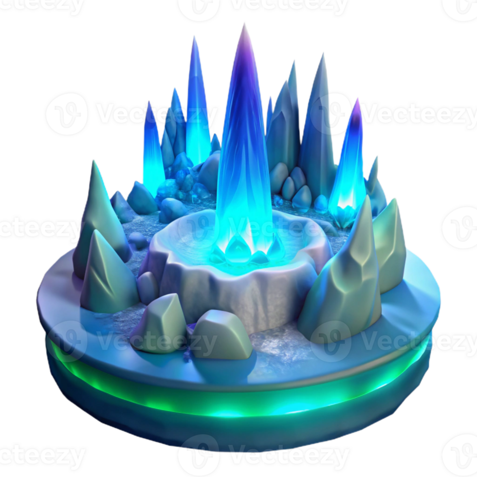 serene abstract Icy Crystal Cavern 3D Render detailed png