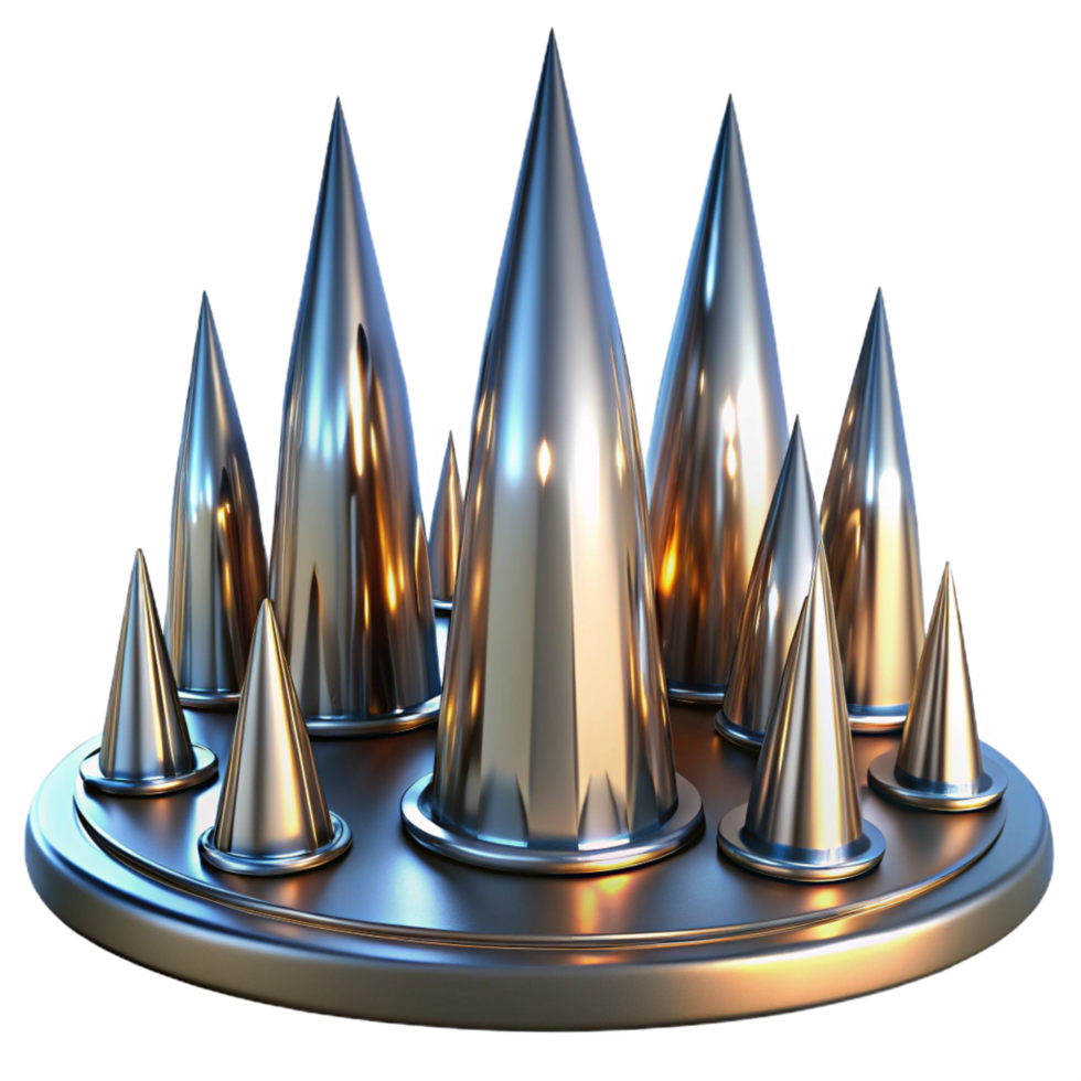 serene minimalist Metallic Conical Structures Abstract 3D Render exclusive png