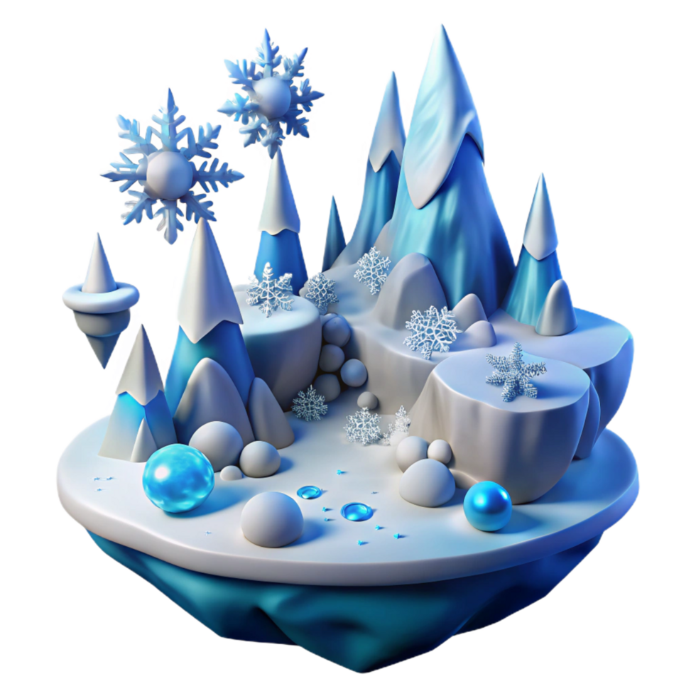 magnificent modern Winter Wonderland 3D Snowy Mountain Scene high resolution png