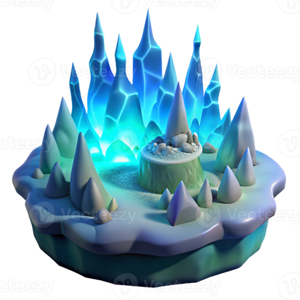 wonderful abstract Enchanted Ice Crystal Island 3D Render genuine png