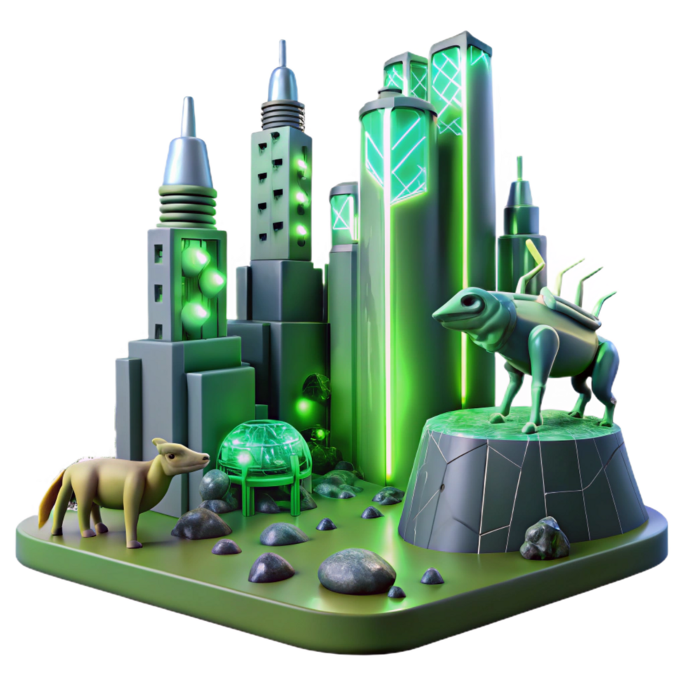 elegant abstract Futuristic Cityscape with Bio-Luminescent Structures exclusive png