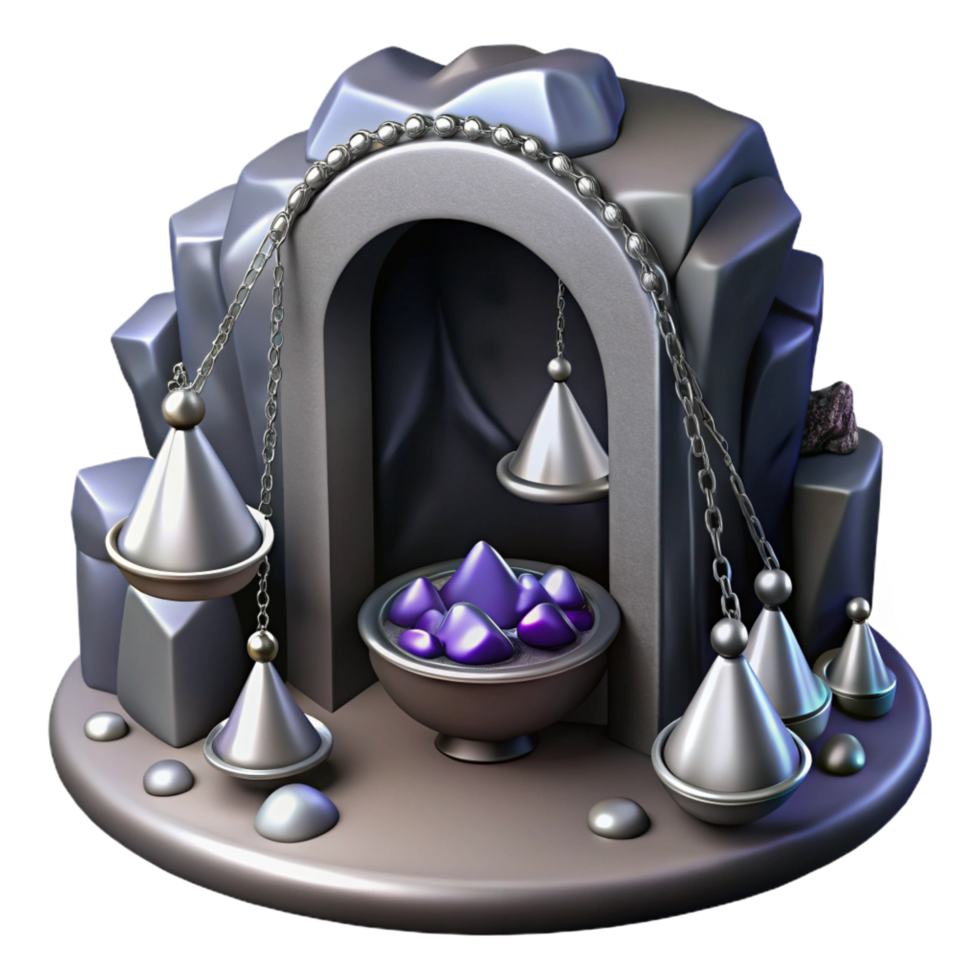 elegant rustic Mystic Gem Cave Scales, Crystals, and Treasure original png