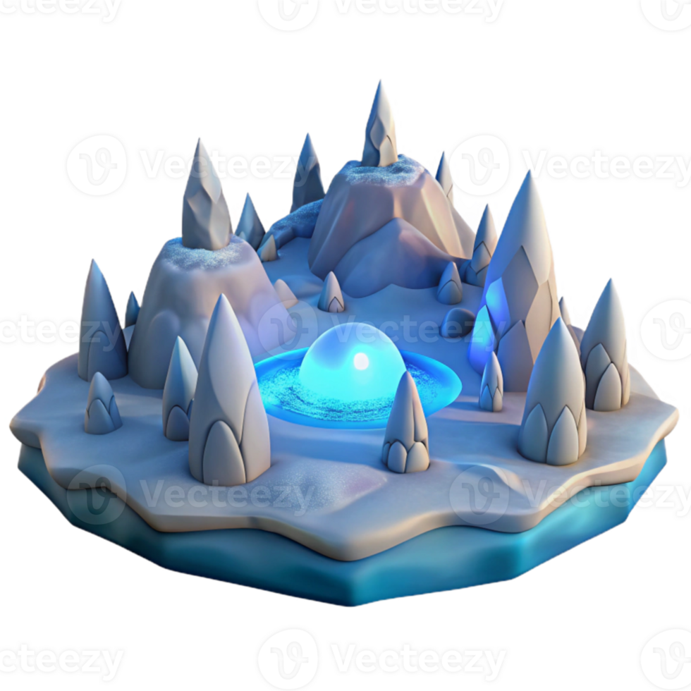 beautiful creative Snowy Peak 3D Island Illustration exclusive png