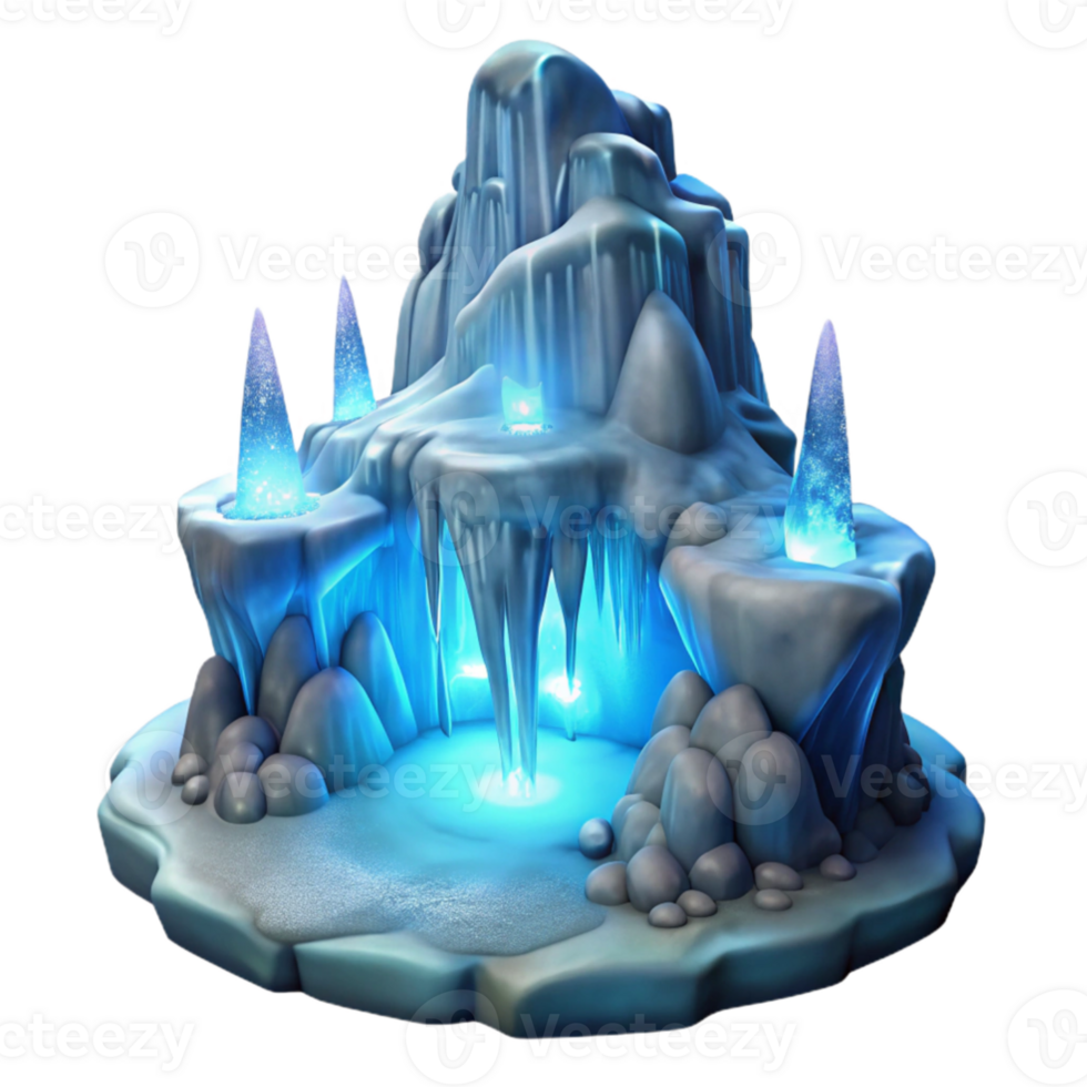 stunning minimalist Enchanted Ice Cave 3D Render premium png