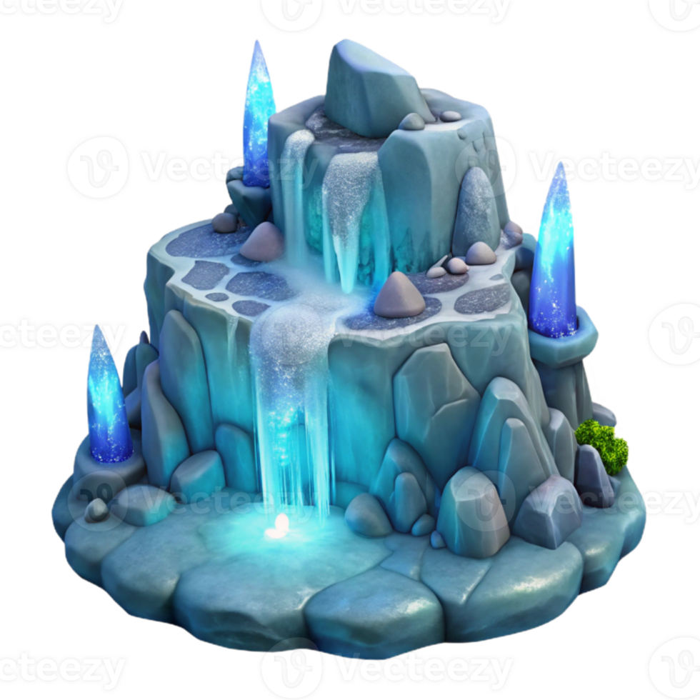 serene modern Enchanted Waterfall 3D Render 4K png