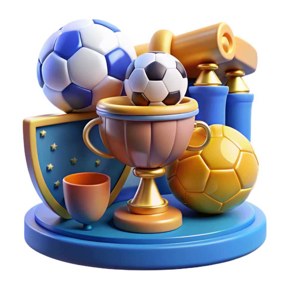 serene vintage Soccer Tournament Trophy, Balls, Shield Whistle authentic png