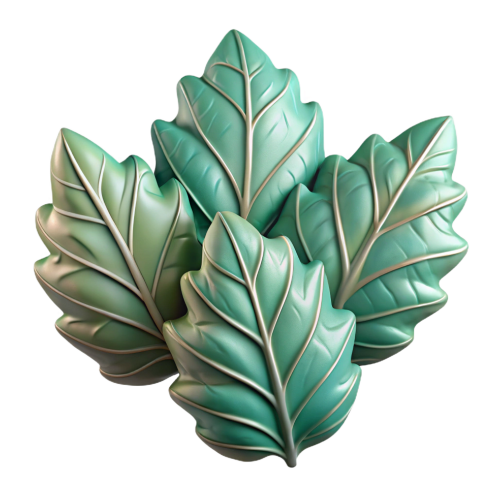 serene abstract Teal Leaf Cluster 3D Render of Lush Foliage exclusive png