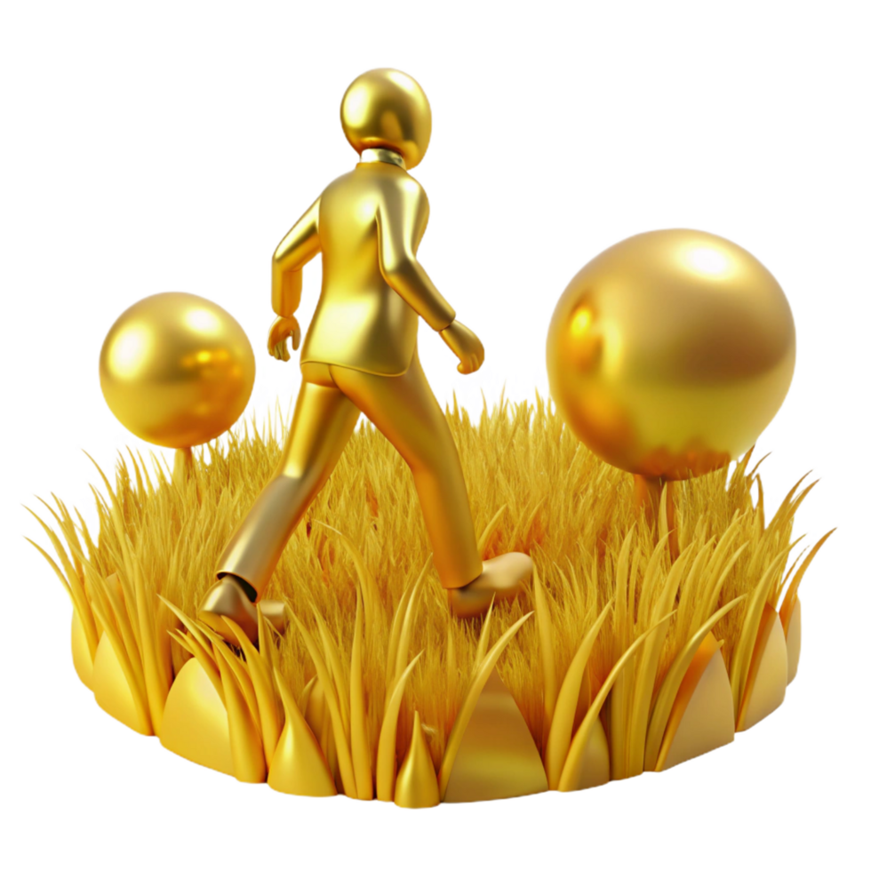 dramatic abstract Golden Figure Walking Through Golden Grass original png