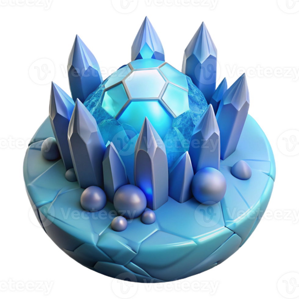 beautiful contemporary Icy Crystal Globe 3D Render high resolution png