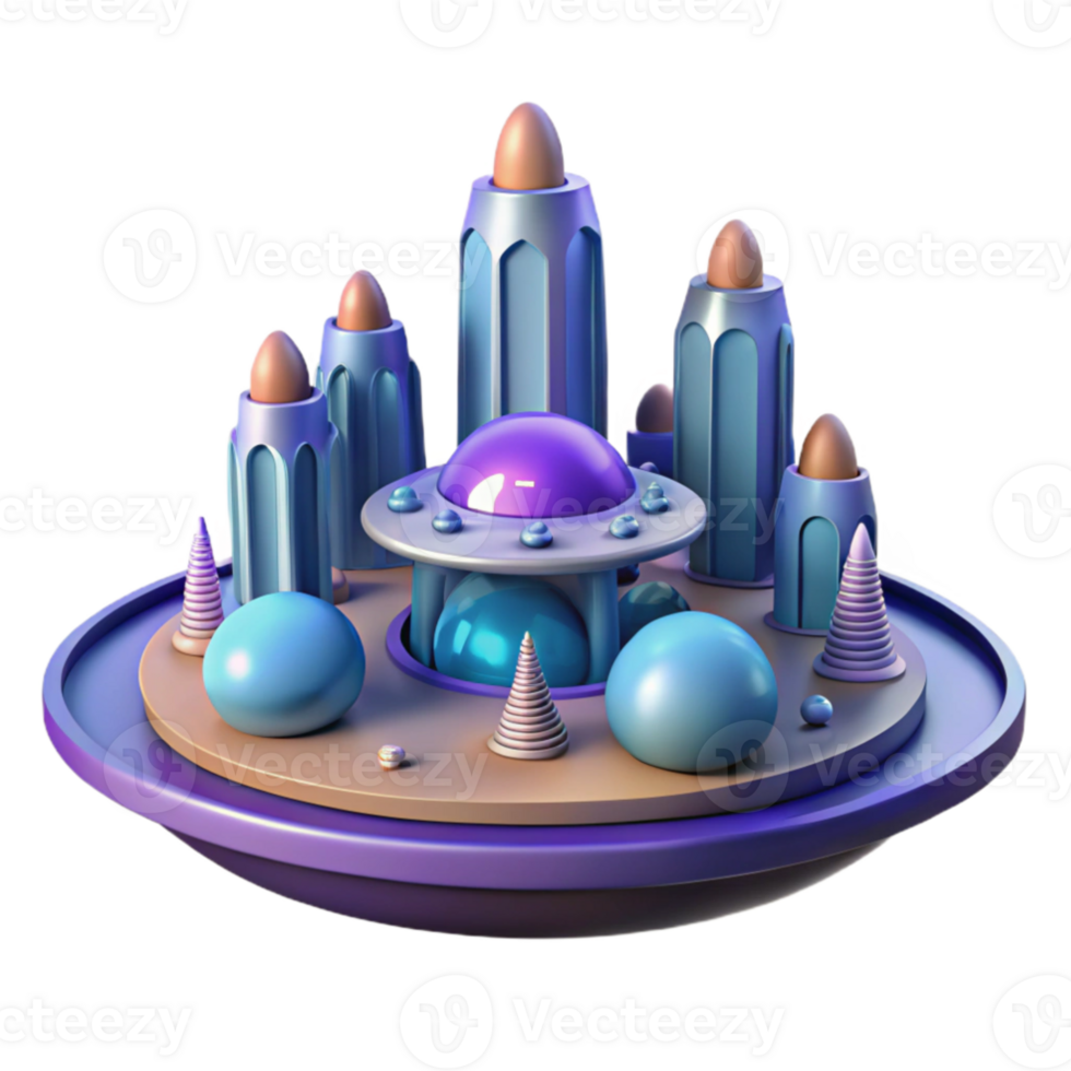 beautiful artistic Futuristic 3D Cityscape Illustration authentic png